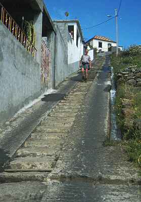 Steep road through viillage